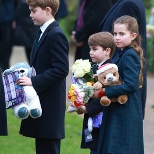 Prince Louis, Princesse Charlotte, Prince George - La famille royale britannique se rend à la messe de Noël à Sandringham le 25 décembre 2024.