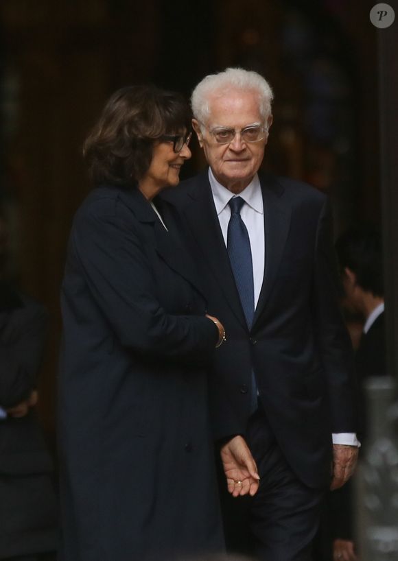 Lionel Jospin et sa femme Sylviane Agacinski - Obsèques de Anne Wiazemsky (ancienne femme de Jean-Luc Godard) en la basilique Sainte-Clotilde à Paris le 11 octobre 2017.  
AGENCE / BESTIMAGE
