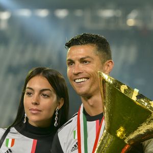 Cristiano Ronaldo et sa compagne Georgina Rodriguez - La Juventus fête son 35ème titre de Champion d'Italie à Turin le 19 mai 2019.

© Bestimage