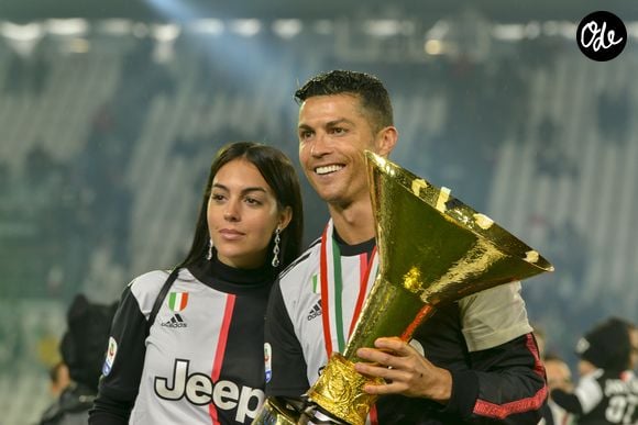 Cristiano Ronaldo et sa compagne Georgina Rodriguez - La Juventus fête son 35ème titre de Champion d'Italie à Turin le 19 mai 2019.

© Bestimage