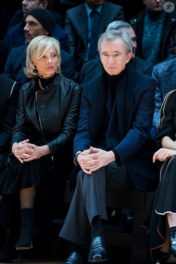 Bernard Arnault et sa femme Hélène Mercier-Arnault - People au défilé de mode Dior Homme Automne-Hiver 2018-2019 au Grand Palais à Paris, le 20 janvier 2018. © Olivier Borde/Bestimage