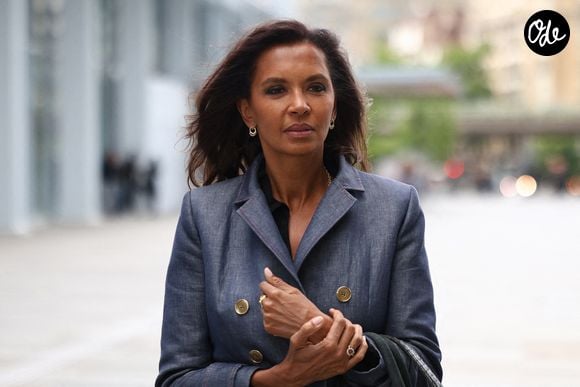 La présentatrice de télévision française Karine Le Marchand au tribunal correctionnel de Paris, dans l'enceinte du Tribunal de Paris, le 26 mai 2025. Photo de Raphaël Lafargue/ABACAPRESS.COM