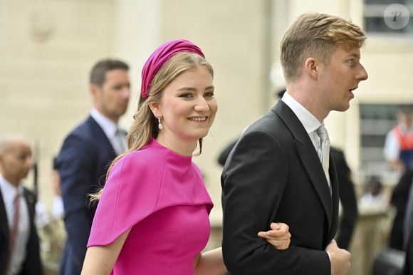 La famille royale belge, le roi Philippe, la reine Mathilde, la princesse Elisabeth, la princesse Eléonore et les princes Gabriel et Emmanuel pendant la messe Te Deum pour la fête nationale belge, à Bruxelles, Belgique, le 21 juillet 2024. Photo by F.Andrieu/Agencepeps/Content Curation/ABACAPRESS.COM
