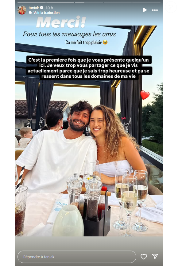 Tania (ancienne candidate de Koh-Lanta) annonce être en couple avec le joueur de tennis professionnel Titouan Droguet.