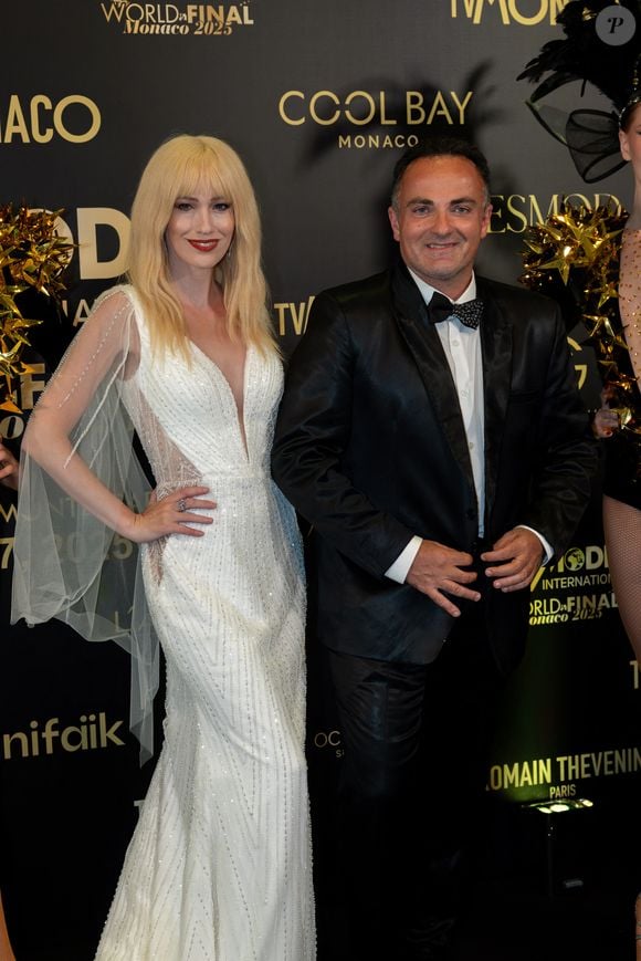 Laurent Amar et Sonia Gleis lors de la 21ème édition du concours de beauté "Top Model International" dans la salle des Étoiles du Sporting de Monte-Carlo, Monaco, le 174 mai 2025. © Martin Bousseau/Bestiamge