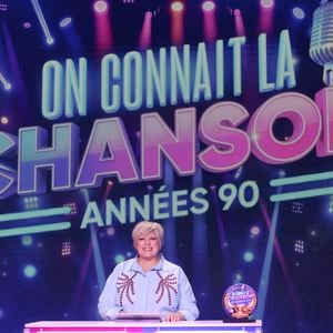 Exclusif - Laurence Boccolini, lors de l'enregistrement de l'émission "On Connait La Chanson Années 90", présentée par L.Boccolini et diffusée le 19 mai 2026 sur W9, à Paris, France, le 8 avril 2026. © Jack Tribeca/Bestimage