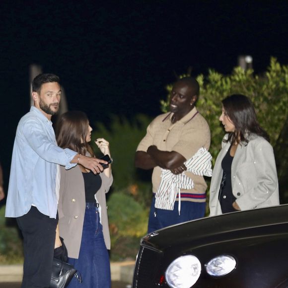 Exclusif - Prix Spécial - No Web - Olivier Giroud, Hugo Lloris et Omar Sy sont allés dîner avec leurs femmes, Hélène, Jennifer et Marine au Nobu de Malibu à Los Angeles, Californie, Ettas-Unis, le 15 septembre 2024. Les stars ont été vues en train de discuter et se dire au revoir avant de quitter le restaurant.