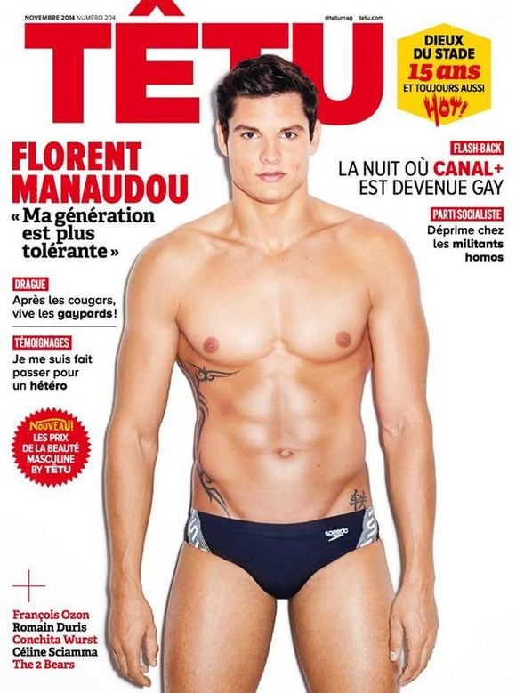 Florent Manaudou en Une de "Têtu" du mois de novembre 2014