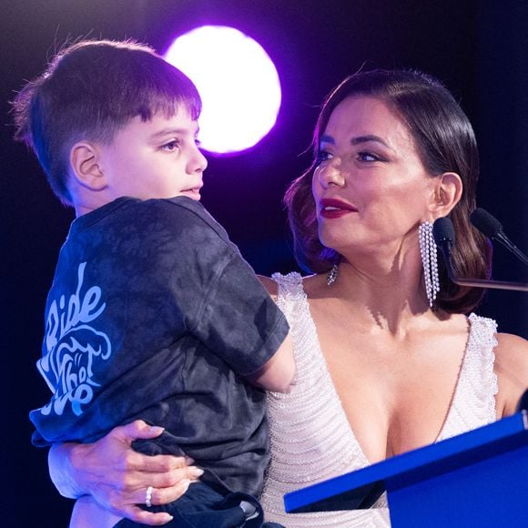 Exclusif - Eva Longoria et son fils Santiago Enrique Baston - Global Gift Gala Paris à l'hôtel Four Seasons George V à Paris le 8 novembre 2025. © Cyril Moreau/Bestimage