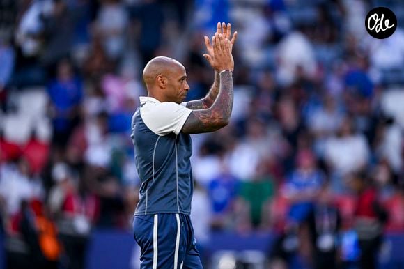 Thierry Henry lors de la finale qui oppose la France à l’Espagne (3-5) pour les Jeux Olympiques au Parc des Princes à Paris, le 9 aout 2024. © Jacovides-Perusseau / Bestimage