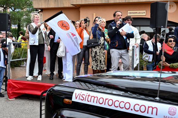 Le prince Albert II de Monaco a donné le départ de la 34eme édition du Rallye des Gazelles, depuis le chapiteau de Fonvieille à Monaco, en compagnie de Dominique Serra, la fondatrice et présidente du Rallye, de la marraine de coeur pour 2025, Luana Belmondo, Nadia Fettah Alaoui, la ministre de l'Economie et des Finances du Royaume du Maroc, du président du Conseil National Monégasque, Thomas Brezzo, et des personnalités du gouvernement, le 12 avril 2025 © Bruno Bebert / Bestimage