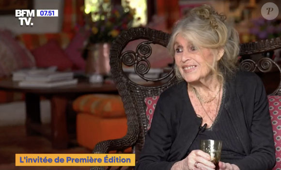 Capture d'écran de l'interview "BFMTV" avec Brigitte Bardot.