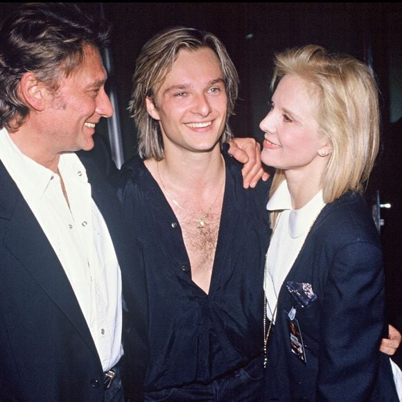 Exclusif - David Hallyday, Sylvie Vartan et Johnny Hallyday en 1991.