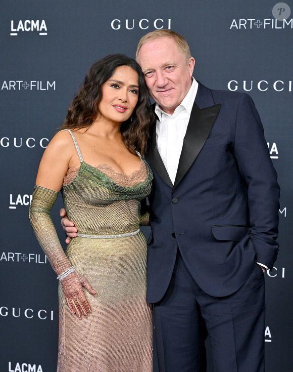 Salma Hayek et François-Henri Pinault au photocall de la soirée du "11th Annual LACMA Art + Film Gala" à Los Angeles, le 5 novembre 2022. AGENCE / BESTIMAGE