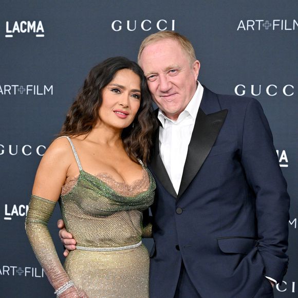 Salma Hayek et François-Henri Pinault au photocall de la soirée du "11th Annual LACMA Art + Film Gala" à Los Angeles, le 5 novembre 2022. AGENCE / BESTIMAGE