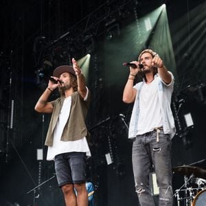 Jeremy Frerot et Florian Garcia de Frero Delavega se produisent en concert au Paléo Festival de Nyon, en Suisse, le 23 juillet 2016. Photo par Loona/ABACAPRESS.COM