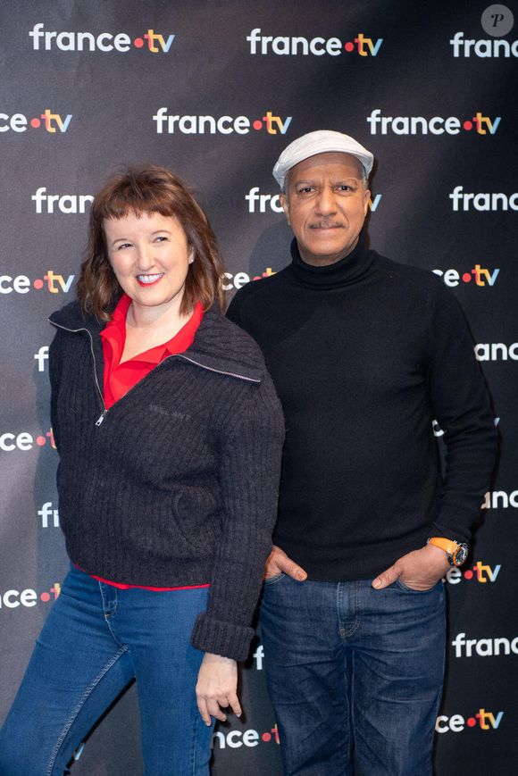 Anne Roumanoff et Pascal Légitimus assistent au 40ème anniversaire de l'émission "Télé Matin" dans les locaux de France Télévision à Paris, France, le 06 février 2025. Photo par Aurore Marechal/ABACAPRESS.COM