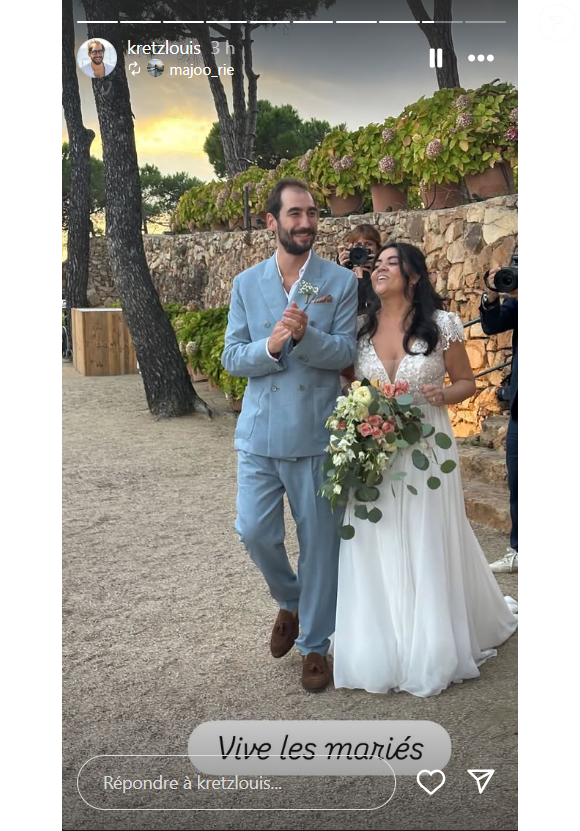 "En 13 ans d'amour, c'est devenu ma meilleure amie, ma collègue ensuite. C'est vrai qu'on a du mal à déconnecter mais il faut savoir faire des pauses, sinon on explose."

Mariage de Louis Kretz et Adriana Pinos capturés par les invités de la cérémonie sur Instagram.
