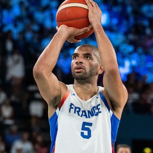 Nicolas Batum ( 5 - France) - Victoire de l'équipe de France de basketball face à l'Allemagne (73-69) en demi-finale lors des Jeux Olympiques de Paris 2024 (JO) à l'Arena Bercy, le 8 août 2024.
© Baptiste Autissier / Panoramic / Bestimage