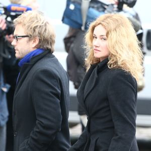 Florian Zeller et sa femme Marine Delterme - Cérémonie religieuse à la mémoire de Jacques Chancel, en l'église Saint-Germain-des-Prés, à Paris, le 6 janvier 2015. JACOVIDES-MOREAU / BESTIMAGE