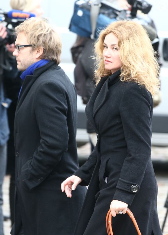 Florian Zeller et sa femme Marine Delterme - Cérémonie religieuse à la mémoire de Jacques Chancel, en l'église Saint-Germain-des-Prés, à Paris, le 6 janvier 2015. JACOVIDES-MOREAU / BESTIMAGE