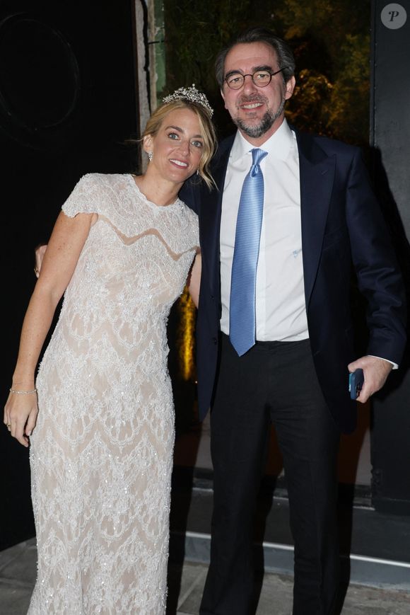 Sorties du mariage grecque orthodoxe du prince Nikolaos de Grèce et sa fiancée Chrysí Vardinogiánnis en la Sainte Église de Saint-Nicolas Ragavas à Athènes le 7 février 2025. Pavlos, prince héritier de Grèce, Marie-Chantal, princesse héritière de Grèce, et leurs fils, le prince Constantine Alexioset le prince Aristides Stavors, arrivent au mariage royal du prince Nikolaos de Grèce avec Chrysi Vardinoyannis à Athènes, en Grèce, le 7 février 2025. Photo by Stefanos Kyriazis/ZUMA Press Wire/ABACAPRESS.COM