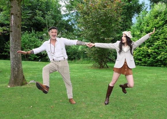 Exclusif - Rendez-vous avec Catherine Davydzenka et son compagnon Stéphane Blancafort (partenaire dans la série "Ici tout commence") en marge du Festival du Cinéma Francais et de la Gastronomie d'Aix-les-Bains, France, le 6 juin 2025. © Denis Guignebourg/Bestimage
