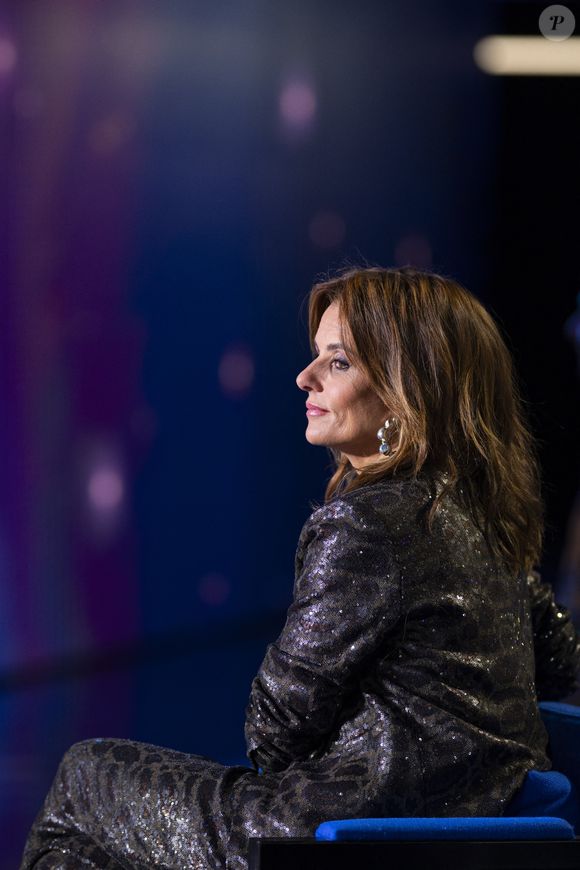 Exclusif - Faustine Bollaert lors de l'enregistrement de l'émission "La Boîte à secrets", présentée par F.Bollaert et diffusée le 26 septembre 2025 sur France 3, dans les studios du Lendit à Saint-Denis, Seine Saint-Denis, France, le 8 septembre 2025. © Pierre Perusseau/Bestimage