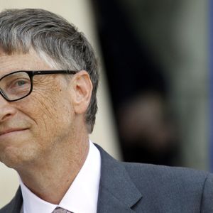 Bill Gates a tenu une conférence après son entretien avec le président François Hollande au palais de l'Elysée à Paris. Le 1er avril 2014