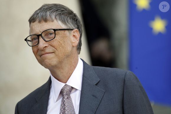 Bill Gates a tenu une conférence après son entretien avec le président François Hollande au palais de l'Elysée à Paris. Le 1er avril 2014