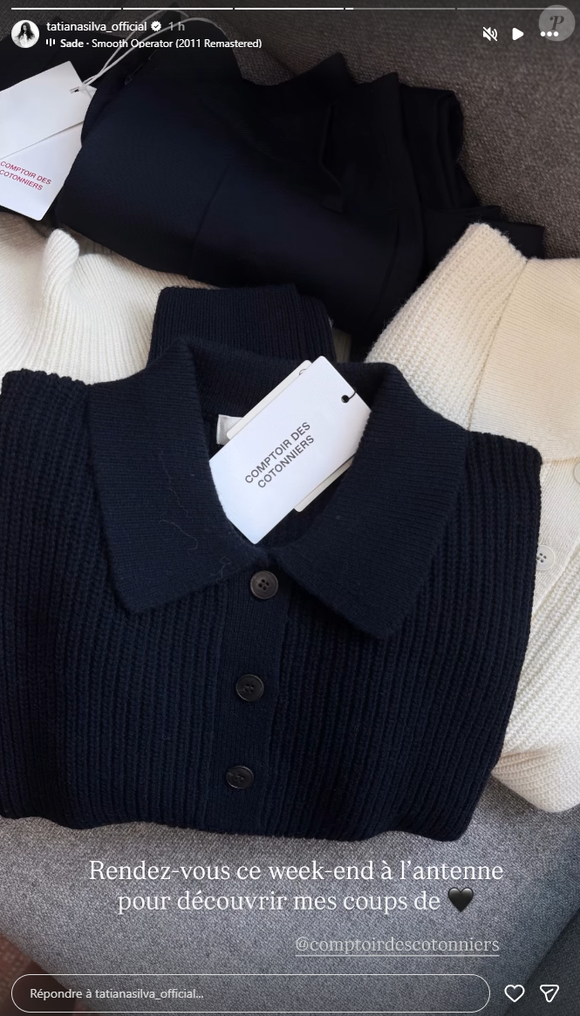 Tatiana Silva en robe noire pour présenter la météo sur TF1.