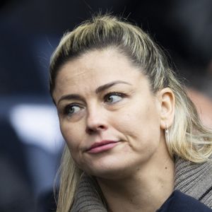 Laure Boulleau - Personnalités dans les tribunes du match de football en ligue 1 Uber Eats PSG / Reims au Parc des Princes à Paris le 10 mars 2024.