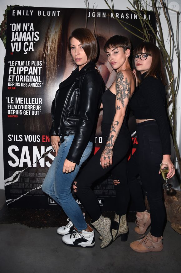 Guest, Silent Jill (Jill Vandermeulen) et Emma Labeeu à la première de "Sans Un Bruit" à la Cartonnerie à Paris, le 14 juin 2018. © Giancarlo Gorassini/Bestimage