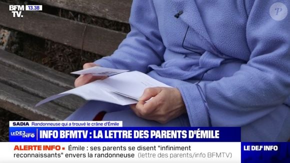 Sadia, la randonneuse qui a retrouvé les ossements du petit Emile non loin du Vernet, a accepté de se confier au micro de BFM TV - ce jeudi 20 mars 2025 (Capture d'écran).