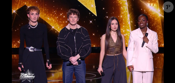 Victor, Bastiaan, Ambre et Sarah lors du prime de la "Star Academy" le 17 janvier 2026 sur TF1.