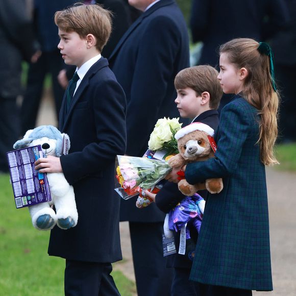 Prince Louis, Princesse Charlotte, Prince George - La famille royale britannique se rend à la messe de Noël à Sandringham le 25 décembre 2024.  
©Julien Burton / Bestimage