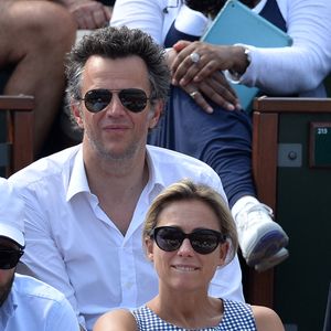 Anne-Sophie Lapix et son mari Arthur Sadoun assistent à la finale du simple messieurs des Internationaux de France de tennis au stade Roland Garros à Paris, France, le 8 juin 2014. Photo Laurent Zabulon/ABACAPRESS.COM