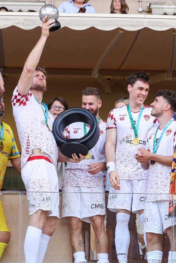 Ragnar Le Breton, Matt Pokora (M. Pokora), Louis Ducruet - La famille princière de Monaco assiste au match de football Racing Stars Football Cup opposant les pilotes Nazionale Piloti contre les Barbagiuans au stade Louis II à Monaco le 21 mai, 2025. © Claudia Albuquerque/Bestimage