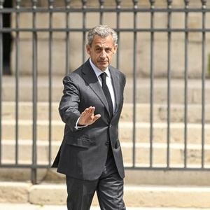 Nicolas Sarkozy -  Obsèques de Silvita Gallienne (née Baronne Silvita de Posch Pastor) en l'église Saint-Philippe du Roule à Paris le 9 juin 2026.
© Agence / Bestimage