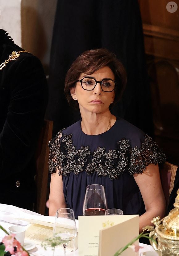Rachida Dati, Ministre de la Culture lors d’un banquet d’état à Guildhall, Londres le 9 juillet 2025. Le couple présidentiel français est en voyage officiel au Royaume Uni pour trois jours.

© Dominique Jacovides / Bestimage