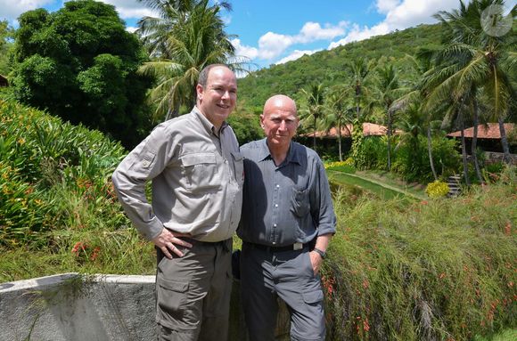 Exclusif - Le photographe Sebastiao Salgado reçoit le prince Albert de Monaco dans sa propriété de Fazenda Bulcao, situé dans la vallée de Rio Dulce dans le Minas Gerais au Brésil, le 13 fevrier 2013. Il lui fait visiter sa fondation "O Instituto Terra", l'ONG la plus importante en matière de reforestation au Brésil. © Frédéric Nebinger/Saussier/Bestimage