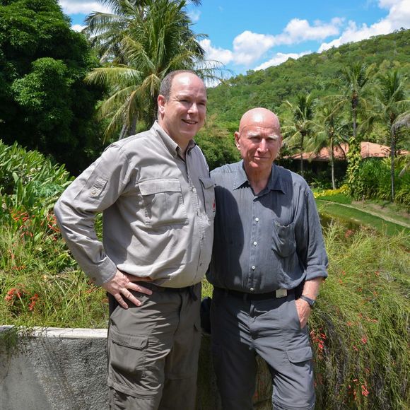 Exclusif - Le photographe Sebastiao Salgado reçoit le prince Albert de Monaco dans sa propriété de Fazenda Bulcao, situé dans la vallée de Rio Dulce dans le Minas Gerais au Brésil, le 13 fevrier 2013. Il lui fait visiter sa fondation "O Instituto Terra", l'ONG la plus importante en matière de reforestation au Brésil. © Frédéric Nebinger/Saussier/Bestimage