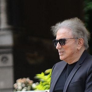 Michel Drucker lors de l'hommage rendu aux obsèques de Françoise Coquet au cimetière de Montmartre à Paris, France, le 24 juillet 2026. © Bestimage