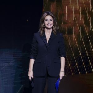 Faustine Bollaert, lors de l'enregistrement de l'émission "La Boîte à secrets", présentée par F.Bollaert et diffusée le 10 octobre 2025 sur France 3, dans les studios du Lendit à Saint-Denis, Seine Saint-Denis, France, le 22 septembre 2025. © Jack Tribeca/Bestimage