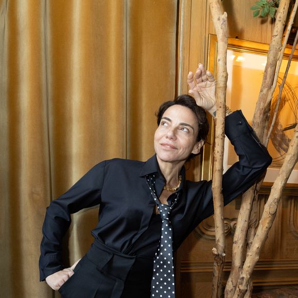 Exclusif - Sandra Sisley - Présentation de la nouvelle collection de la marque Oud automne/hiver 2025-2026 dans les salons des restaurants Lafayette à Paris. Le 3 février 2025.