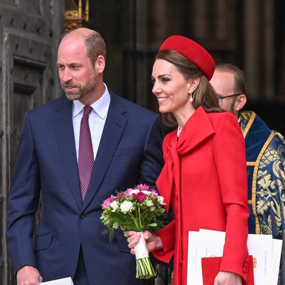 Le prince William, prince de Galles, et Catherine (Kate) Middleton, princesse de Galles, à la sortie de l'abbaye de Westminster lors du "Commonwealth Day 2025", le 10 mars 2025. ©Backgrid UK/ Bestimage