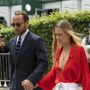 James Middleton et sa compagne Alizee Thevenet arrivent au tournoi de Wimbleodn à Londres, le 14 juillet 2019 © Backgrid UK/ Bestimage