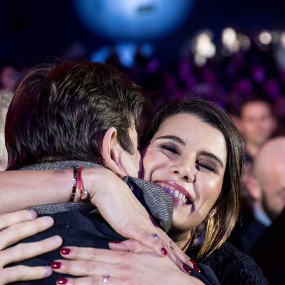 Karine Ferri lors de l'émission hommage à "Grégory Lemarchal, 10 ans après l'histoire continue" au Zénith de Paris et retransmis en direct sur TF1 le 7 janvier 2017. 

© Cyril Moreau/Bestimage