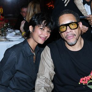JoeyStarr et sa compagne Pauline Latchoumanin lors de la soirée Omar Harfouch "Dîner chez Maxim's" à Paris le 9 octobre 2024. © Rachid Bellak / Bestimage
