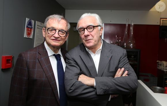 Jean-Luc Petitrenaud et Alain Ducasse - Lancement du livre de J-L Petitrenaud "Les quatre saisons d'Emile et Marcelle" au restaurant Lavinia à Paris le 5 novembre 2018. © Denis Guignebourg/Bestimage